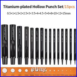 1-10Pcs Plating Titanium Leather Hole Punching Tools Set round Hollow Puncher DI