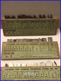 1 2 3 4 STANLEY TOOLS 55 CUTTER IRON LOT set boxes labels