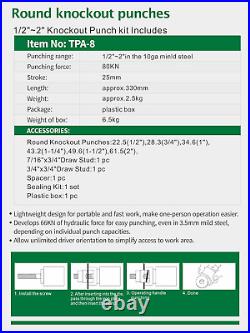 1/2 to 2 Inch Electrical Conduit Hole Cutter Set KO Tool Kit Metal Sheet Puncher