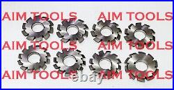 10 DP Involute Gear Cutters PA 20 Bore 25.4mm 1 Set Of 8 Pieces Pcs No 1-8 HSS