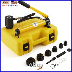10 Ton Hydraulic Knockout Punch Kit 1/2 to 2 Conduit Hole Cutter Set KO Tool