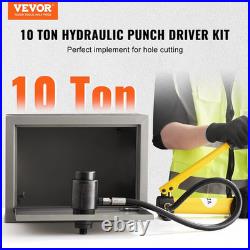 10 Ton Hydraulic Knockout Punch Kit, 1/2 to 2 Conduit Hole Cutter Set, KO Tool