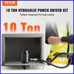 10 Ton Hydraulic Knockout Punch Kit, 1/2 to 2 Conduit Hole Cutter Set, KO Tool