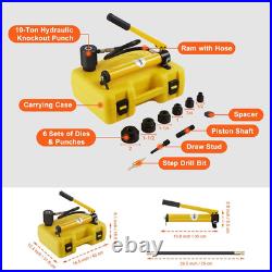 10 Ton Hydraulic Knockout Punch Kit, 1/2 to 2 Conduit Hole Cutter Set, KO Tool