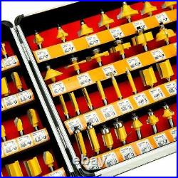 100PC Tungsten Carbide Trim Router Bit Set Woodworking Cutter Tool 1/4 Shank