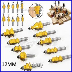10PCS 1/2 12mm Shank Architectural Molding Router Bit Woodworking Cutter Tools