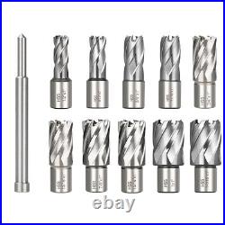 11pcs Annular Cutter Set 1/2 to 1-1/16 Dia 1 Depth Weldon Shank Drill Bits