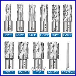 11pcs Annular Cutter Set 1/2 to 1-1/16 Dia 1 Depth Weldon Shank Drill Bits