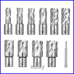 11pcs Annular Cutter Set 1/2 to 1-1/16 Dia Weldon Shank Drill Bits 1 Depth