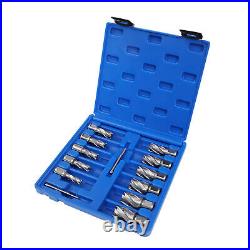13Pcs 7/16 to 1-1/16'' Cutting Diameter Annular Cutter Tool Straight Shank 1 Set 13Pcs 7/16 to 1-1/16'' Cutting Diameter Annular Cutter Tool Straight Shank 1 Set