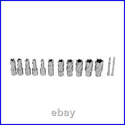 13Pcs Annular Cutter 7/16 to 1-1/16 Cutting Diameter Straight Shank Set USA