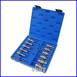 13Pcs Annular Cutter Straight Shank Cutting Processing Tool Kit 7/16-1-1/16 Inch