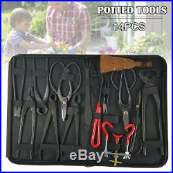 14Pcs Garden Handmade Bonsai Tool Set Carbon Steel Extensive Kit Cutter Scissors