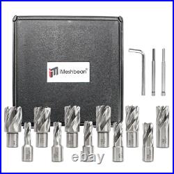 14Pcs HSS Annular Cutter Set Weldon Shank Magnetic Drill Bits 1D with2 Pilot Pins