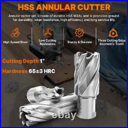 14Pcs HSS Annular Cutter Set Weldon Shank Magnetic Drill Bits 1D with2 Pilot Pins
