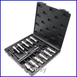 14Pcs HSS Annular Cutter Set Weldon Shank Magnetic Drill Bits 1D with2 Pilot Pins