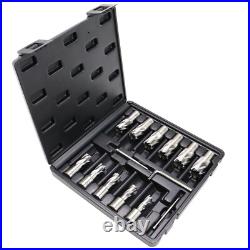 14Pcs HSS Annular Cutter Set Weldon Shank Magnetic Drill Bits 1D with2 Pilot Pins