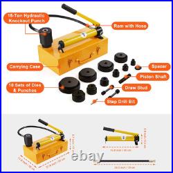 15 T Hydraulic Knockout Punch Kit 1/2 to 4 Conduit Hole Cutter Set Metal Sheet