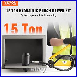 15 Ton Hydraulic Knockout Punch Kit, 1/2 to 4 Conduit Hole Cutter Set, KO Tool