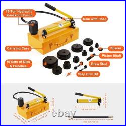 15 Ton Hydraulic Knockout Punch Kit, 1/2 to 4 Conduit Hole Cutter Set, KO Tool