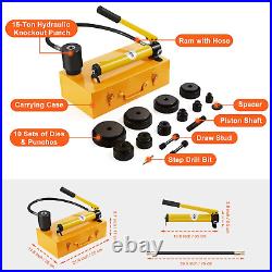 15 Ton Hydraulic Knockout Punch Kit, 1/2 to 4 Conduit Hole Cutter Set, KO Tool