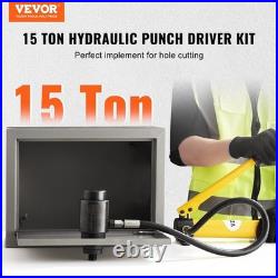 15 Ton Hydraulic Knockout Punch Kit, 1/2 to 4 Conduit Hole Cutter Set, KO Tool