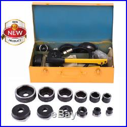 15Ton 10Die Hydraulic Knockout Punch Electrical Conduit Hole Cutter Set Tool Kit