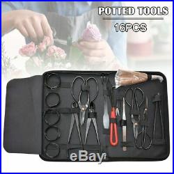 16Pcs Garden Bonsai Tool Set Carbon Steel Kit Cutter Scissors with Nylon Case