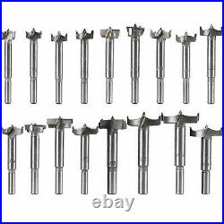 17Pc Forstner Wood Drill Bits Set Hole Saw Cutter Wood Tool with Round Shank US