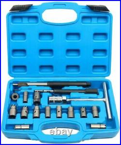 17Pcs Diesel Injector Seat Cutter Cleaner Set Universal Injector Reamer Tool US