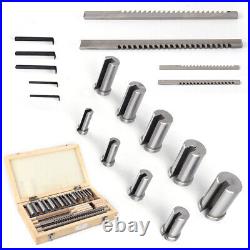 18 Pcs Keyway Broach Kit Broaching Cutter Bushing Shim Set Metalworking Cut Tool