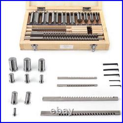 18Pcs HSS Keyway Broach Kit Inch Size Broaching Cutter Bushing Shim Tool Set