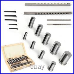 18pc HSS Keyway Broach Kit Inch Size Broaching Cutter Bushing Shim Set CNC Tool