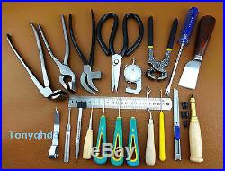20pc LEATHER CRAFT WORK COBBLER'S TOOL SET Pliers Knife Awl Punch Cutter Groover