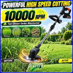 21V Cordless Weed Wacker 10000RPM 2 Battery 5 Blade Grass Trimmer Kit