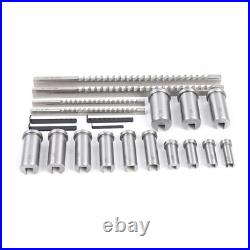 22PCS Keyway Broach Set Cutter+ Collared Bushing+ Shim Steel Metal Process Tool