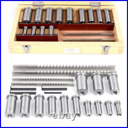 22pcs Keyway Broach Set Cutter+ Collared Bushing+ Shim Steel Metal Process Tool