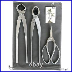 3-Piece Bonsai Tool Set, 11inch Concave Cutter, 11.5inch Knob Cutter, 7.5inch Bo