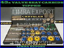 43x VALVE SEAT CUTTER SET CARBIDE TIPPED CHEVY, FORD, CHRYSLER, GMC, HEMI HEADS