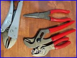 4pc Snap-On Tool PL307ACF + Pliers Set Red Handle Slip Joint Needle Nose Cutter