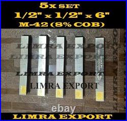5 PCS SET 1/2 x 1/2 x 6 HSS Square Tool Bit M-42 (8% Cob) Lathe Fly Cutter