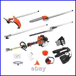 52cc 5-in-1 Petrol Hedge Trimmer Chainsaw Brush Cutter Pole Saw Multi Tool Kits