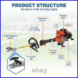 52cc 5-in-1 Petrol Hedge Trimmer Chainsaw Brush Cutter Pole Saw Multi Tool Kits