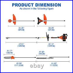 52cc 5-in-1 Petrol Hedge Trimmer Chainsaw Brush Cutter Pole Saw Multi Tool Kits