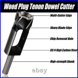 5Pcs HCS Wood Plug Hole Cutter 3/8'' -1'' Cutting Set Dowel Maker Tool Hex Shank
