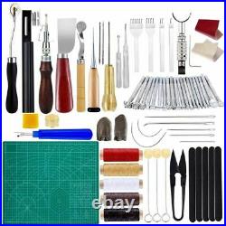 60pcs Punch Tool Kit Cutter Carving Leather Craft Sewing Working Stitching Set