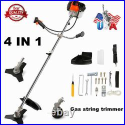 62CC 4-In-1 Straight Shaft-String Trimmer Gas Power Weed Eater Brush&Cutter-Tool