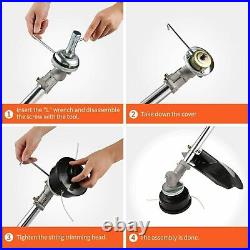 62CC 4-In-1 Straight Shaft-String Trimmer Gas Power Weed Eater Brush&Cutter-Tool