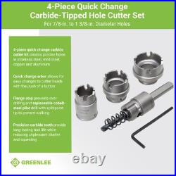 655 4-Piece Quick Change Carbide-Tipped Hole Cutter Set, 7/8 1-3/8 655 4-Piece Quick Change Carbide-Tipped Hole Cutter Set, 7/8 1-3/8