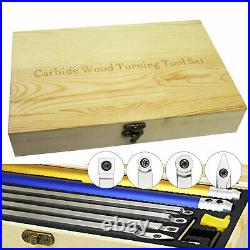 6Pcs Wood Turning Tool Insert Round Square Cutter Set Handle Lathe Finisher
